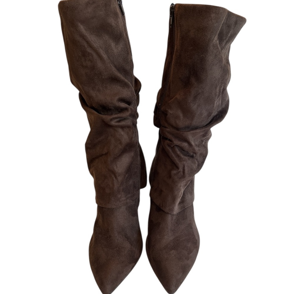 Nine West Dark Brown Suede Heeled Boots